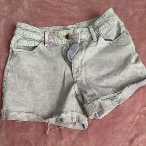 Purple denim shorts